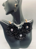 Black Flower Necklace Set