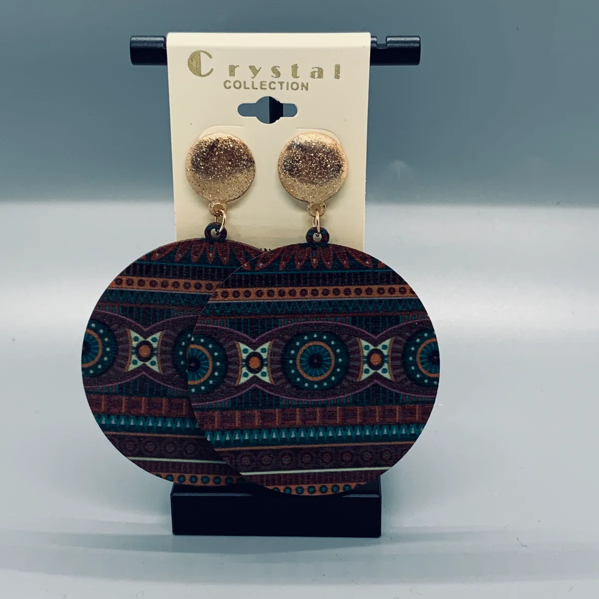 Tribal Round Wood Earrings