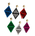 Wooden Diamond Shape Earrings