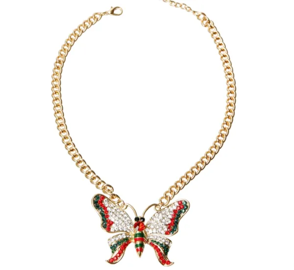 Rhinestone Butterfly Chain Necklace