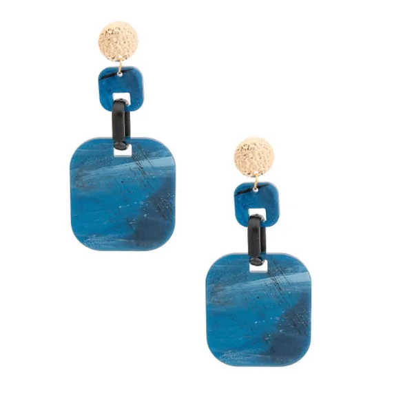 Marbled Square Earrings