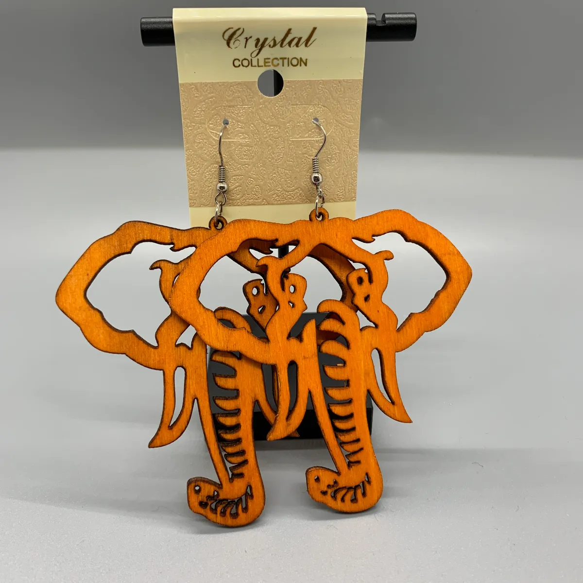 Elephant Wooden Drop Earrings