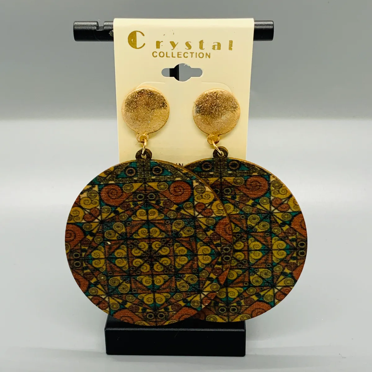 Tribal Round Wood Earrings