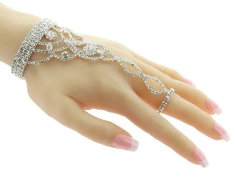 Silver Rhinestone Twist Handchain