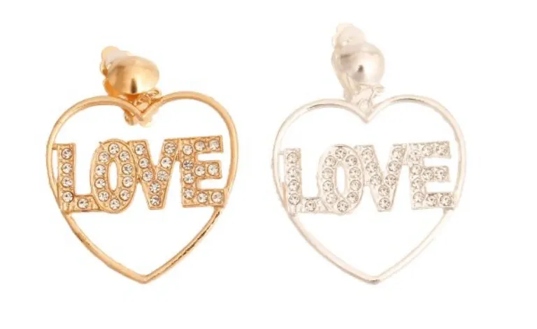 Love Heart Clip On Earrings