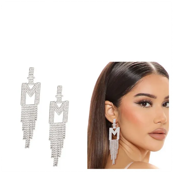 Rhinestone Fringe Earrings
