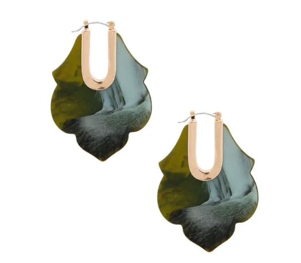 Marble U Shaped Earrings
