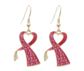 Gold & Pink Ribbon Earrings