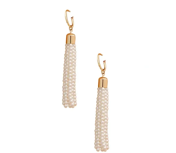 Cream Pearl Tassel Hoop