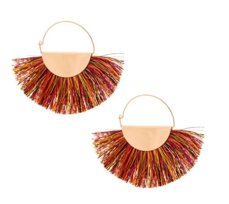 Fan Tassel Hoop Earrings