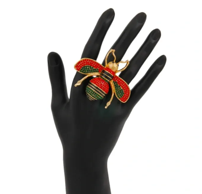 GG Style Rhinestone Bee Ring